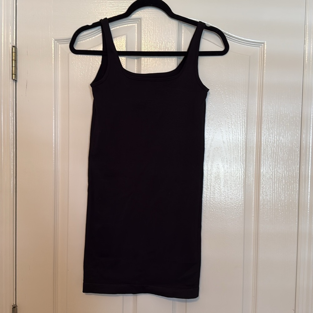 Black Ribbed Scoop Neck Bodycon Mini Dress (Size M) - Picture 6 of 6